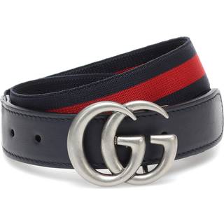 Gucci Kids GG leather-trimmed belt - blue - L