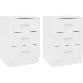 Sengebord 38X35X56 Cm Konstrueret Træ - 2 / Hvid