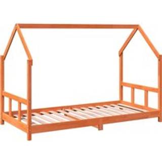 sengeramme til juniorseng 90x190 cm massivt fyrretræ gyldenbrun