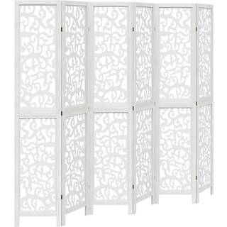 Rumdeler 4 Paneler Massivt Kejsertræ Hvid - 6 / 40 x 200 cm