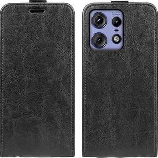 Motorola Edge 50 Pro Vertikal Flip Taske med Kortholder - Sort