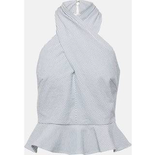 Veronica Beard Drey striped halterneck cotton top - blue - XXXS