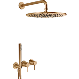 Semplice SBR801 S07 - Brusesæt Rain DeLuxe Ø30 cm. Væg. Poleret Messing Natur