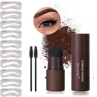 Øjenbryn stencilkit Et trin brynpulverstempel makeup med 10 genanvendelige øjenbrynstencils & 2 øjenbrynspenbørster Professionel vandtæt brynpulv