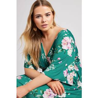 Yours Curve Yours Curve Green London Floral Angel Sleeve Maxi Dress