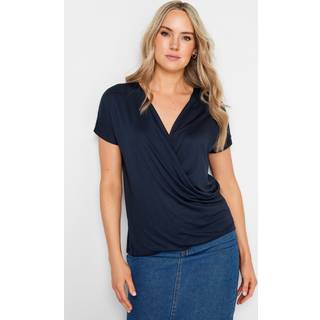Lts Tall Navy Blue Short Sleeve Wrap Top 18 Lts | Tall Women's Wrap Tops