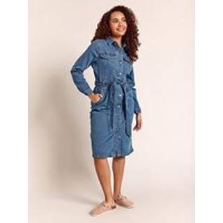 M & Co M & Co Blue Button Down Tie Waist Denim Dress