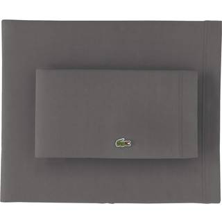 Lacoste 100% bomuld Percale Solid ark S?t ?ndbar k?ling og hotelkvalitetsark-Deep Pocket Easy-Fit Oeko-Tex Certificeret m?rkegr? Californien King