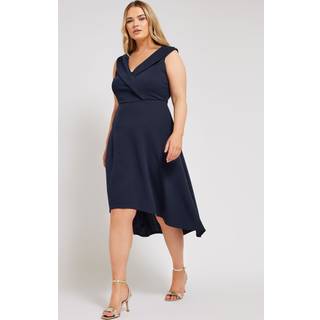 Yours Curve Yours Curve Blue London Tuxedo High Low Dress