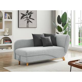 Venstre chaiselong-sofa i lysegråt stof med opbevaringsskuffe PENELOPE