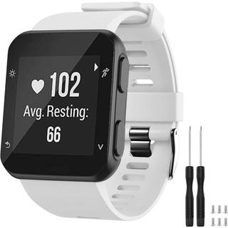 GVFM Band kompatibelt med Garmin Forerunner 35 Soft Silicone Replacement Watch Band Strap For Garmin Forerunner 35 Smart Watch (White (Black Buck