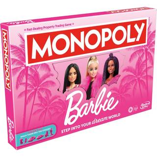 Monopol: Barbie Edition Board Game Aldre 8 2-6 spillere sjove familiespil til børn og voksne med 6 Barbie-tema lyserøde zink tokens børn gaver