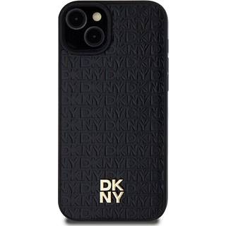iPhone 15 DKNY Repeat Pattern Stack Logo Cover - MagSafe-kompatibel - Sort