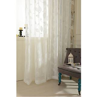 Vogol White Rod Pocket Sheer Gardiner 96 tum långa blad broderad fönstergardin Sheer Voile Panels för vardagsrum och sovrum 60x96 Två paneler