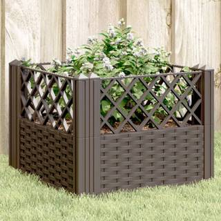 plantekasse med spyd 43,5x43,5x43,5 cm PP brun