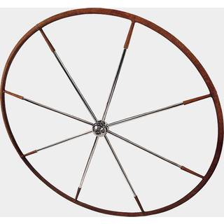 Bådrat sejlbåd Lewmar Commodore, flad, rustfrit stål &amp; elglæder, Ø710 mm, passer til 1" (25 mm) rataksel, brun/sølv