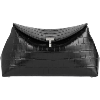 Toteme T-Lock croc-effect leather clutch - black - One Size