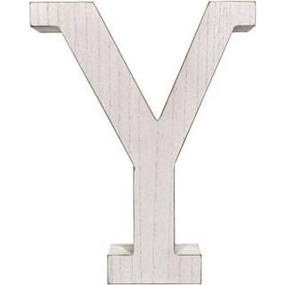 16 """" Estruerad vit tvätt av trä initial bokstav y skulptur