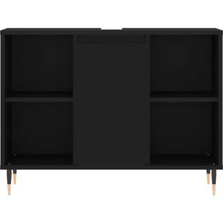 Badeværelsesskab 80X33X60 Cm Konstrueret Træ - Sort