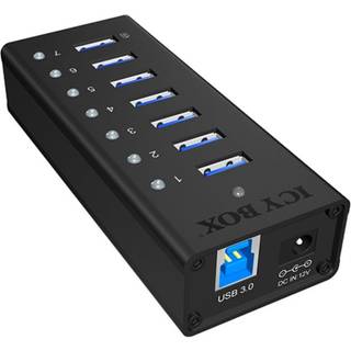 RaidSonic ICY BOX IB-AC618 USB hub - USB 3.2 - 7 ports - Sort