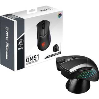 MSI Clutch GM51 - mouse - USB Bluetooth 2.4 GHz - Mus - Optisk - 6 knapper - Sort