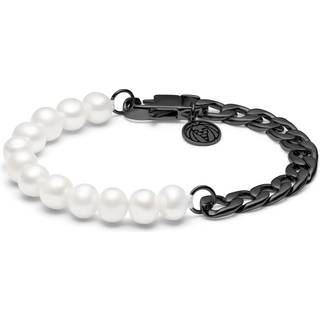 Chad Amager Armbånd m. Gråsort Curb-Kæde & Perler