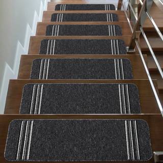 Camilson Trapp Treads Runner Mats - Non Slip Rug Pads til indend?rs udend?rs t?ppe - Pet Dog Stair Step Covers (S?t med 13 Line Dark Gray)