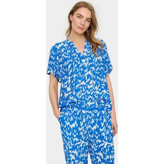 Saint Tropez Agnessz Ss Top Bluser 30510258 Surf Blue Nature Strokes (MEDIUM)