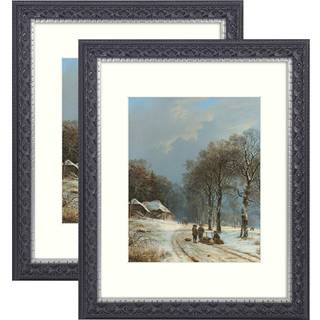 Golden State Art 11x14 fotoramme med hvid mat til 8x10 Billede og ?gte glas til v?gvisning - Home eller Office Classic Design (Black Silver Bourg