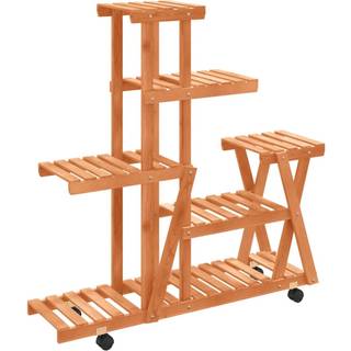 blomsterstativ med hjul 95x25x101 cm massivt fyrretræ