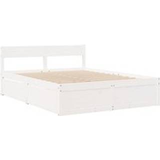 Sengeramme Uden Madras Massivt Fyrretræ - Hvid / 140 x 200 cm