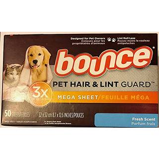 Bounce Pet Hair and Lint Guard Mega Dryer Sheets With 3X Pet Hair Fighters Fresh Scent 50 Count