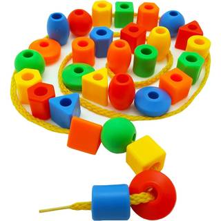 Skoolzy 30 pcs sn?ringsperler | Motoriske f?rdigheder leget?j til sm?b?rn 3-5 | Lacing leget?j eller fine motoriske f?rdigheder leget?j til 3-4 ?