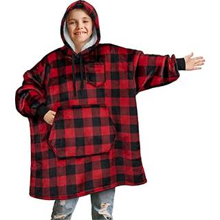 Pavilia Bærbar tæppe sweatshirt Kids Boy Girl Warm Cosy Giant Hoodie Med Big Pocket og Long Sleeves Fleece Sherpa Oversized Hooded Blanket Pullov