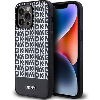 iPhone 15 Pro Max DKNY Repeat Pattern Bottom Stripe Cover - MagSafe-kompatibel - Sort