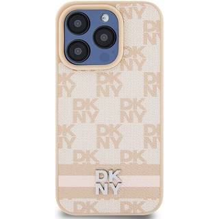 iPhone 15 Pro Max DKNY Ternet Mønster og Stribe Cover - Pink