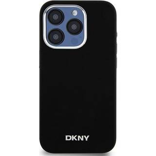 iPhone 15 Pro DKNY Flydende Silikone Metal Logo Cover - Magsafe-kompatibel - Sort