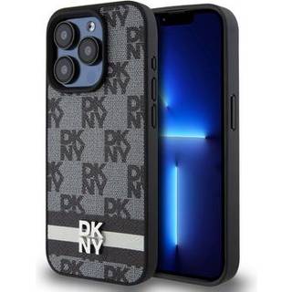 iPhone 15 Pro DKNY Ternet Mønster og Stribe Cover - Sort