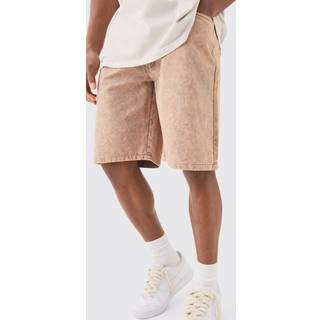 Mens Peach Fixed Waist Washed Relaxed Short
