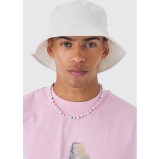 Mens Wide Brim Bucket Hat In White