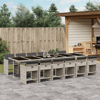 Spisebordssæt Til Haven 5 Dele Med Hynder Polyrattan - 12 / Lysegrå / Glas