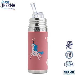 Pura® - Therma Kiki Straw Baby Sutteflaske 6+ mdr. Enhjørning 260ml - Fast flow