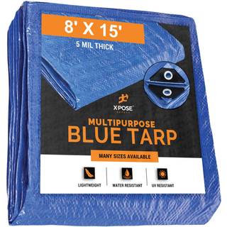 Bedre Blue Poly Tarp 8 'X 15' - Multipurpose Beskyttende dækning - Letvægtsholdbar vandtæt vejrbestandig