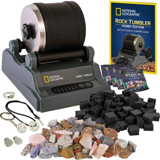 National Geographic Hobby Rock Tumbler Kit - Holdbar lækage -bevis rockpoleringsmaskine med 7 -dages timer - Komplet rock tumbling Kit - Geologi