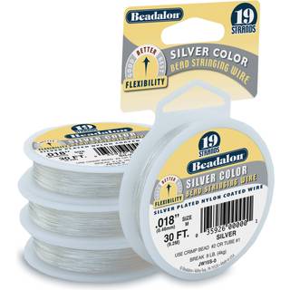 Beadalon 19-strand 0,018 """" (0,46 mm) 30 ft (9,1 m) S?lvfarvebel?gningstr?d