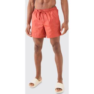 Mens Orange Mid Length Matte Swim Short