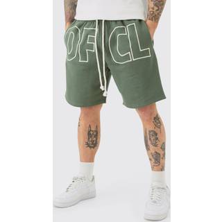Mens Khaki Relaxed Fit OFCL Embroidered Short