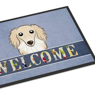 """" Caroline's Treasures BB1398JMAT Longhair Creme Dachshund Velkommen indendørs eller udendørs mat 24 x 36 """" ""Multicolor"" ""