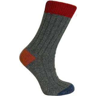 Merino Uld Strømper Rød/grå - 1 Par