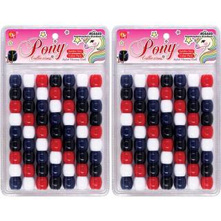 126 pcs perler smykker, der fremstiller kit DIY hår fletning armbånd ornamenter håndværk Jumbo rundt pony (Redwhitenavy Blueblack)